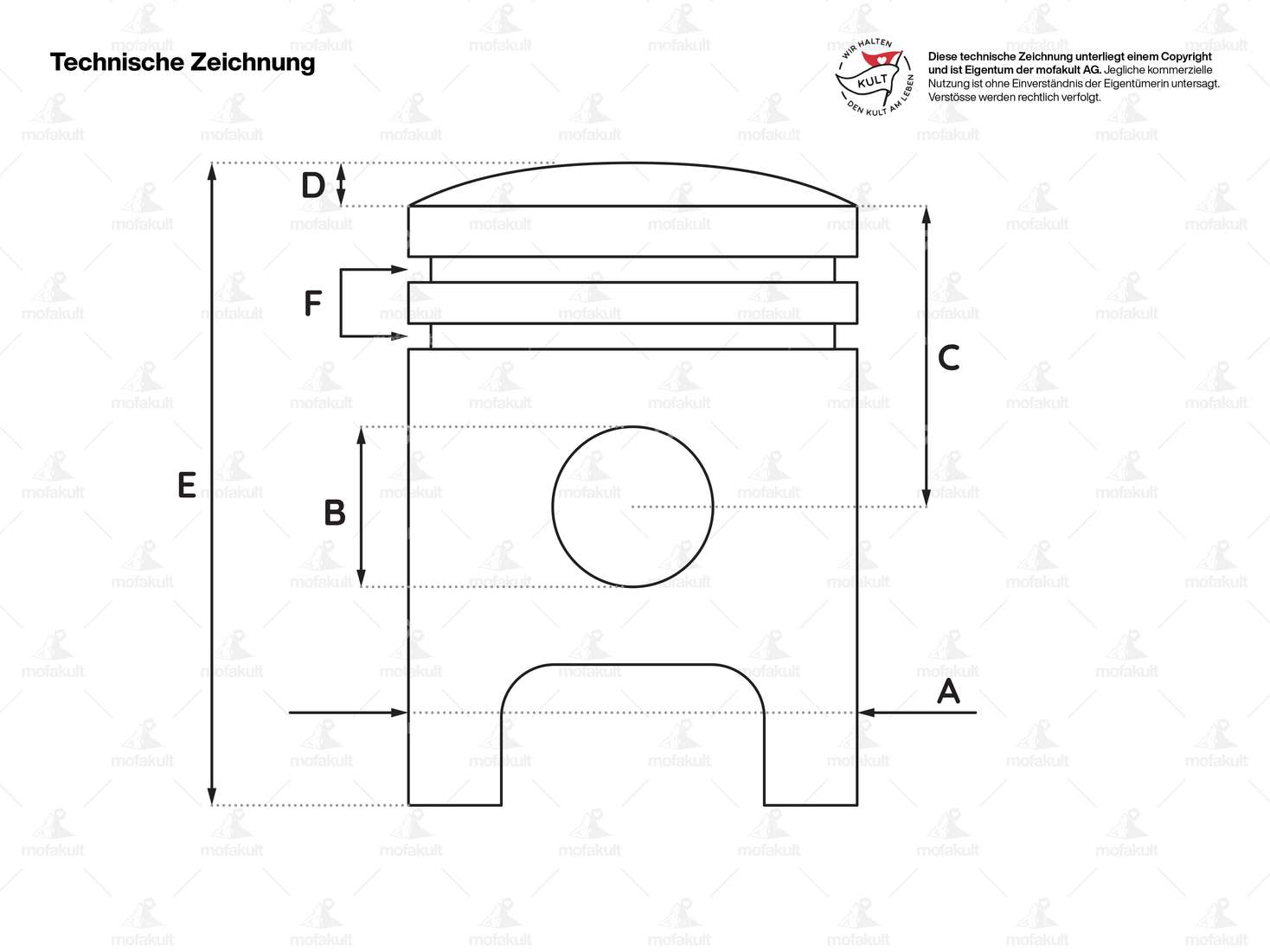 GPO piston 41 mm (12 mm KoBo) | Puch X30 Velux, M50, MS50, VS50, DS50, VZ50 Carousel Image 2