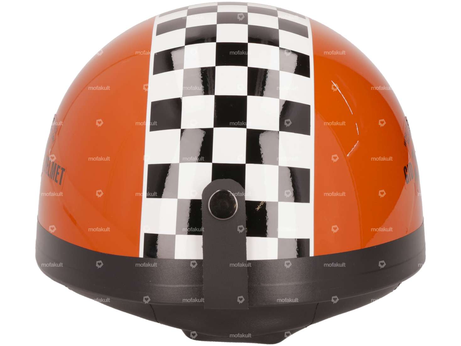 Casque à pot orange avec drapeau d'arrivée Carousel Image 3