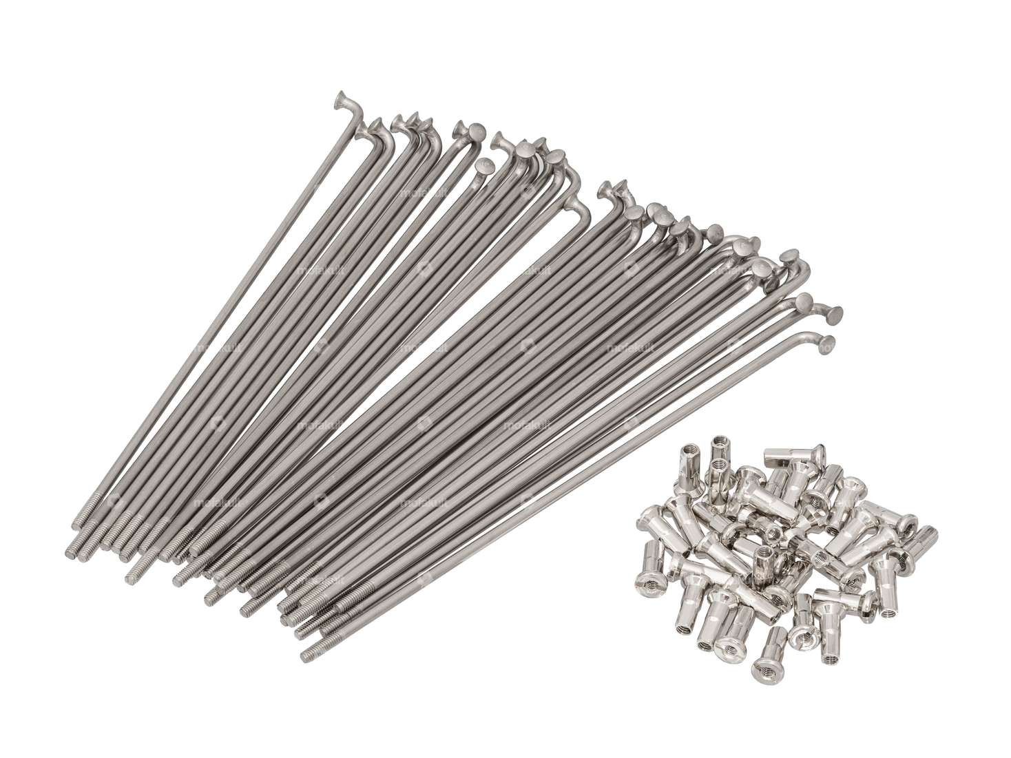 GPO Jeu de rayons avec écrous (2.9 x 157 mm) roue arrière Inox | Piaggio Ciao, Bravo, Boxer Carousel Image 1