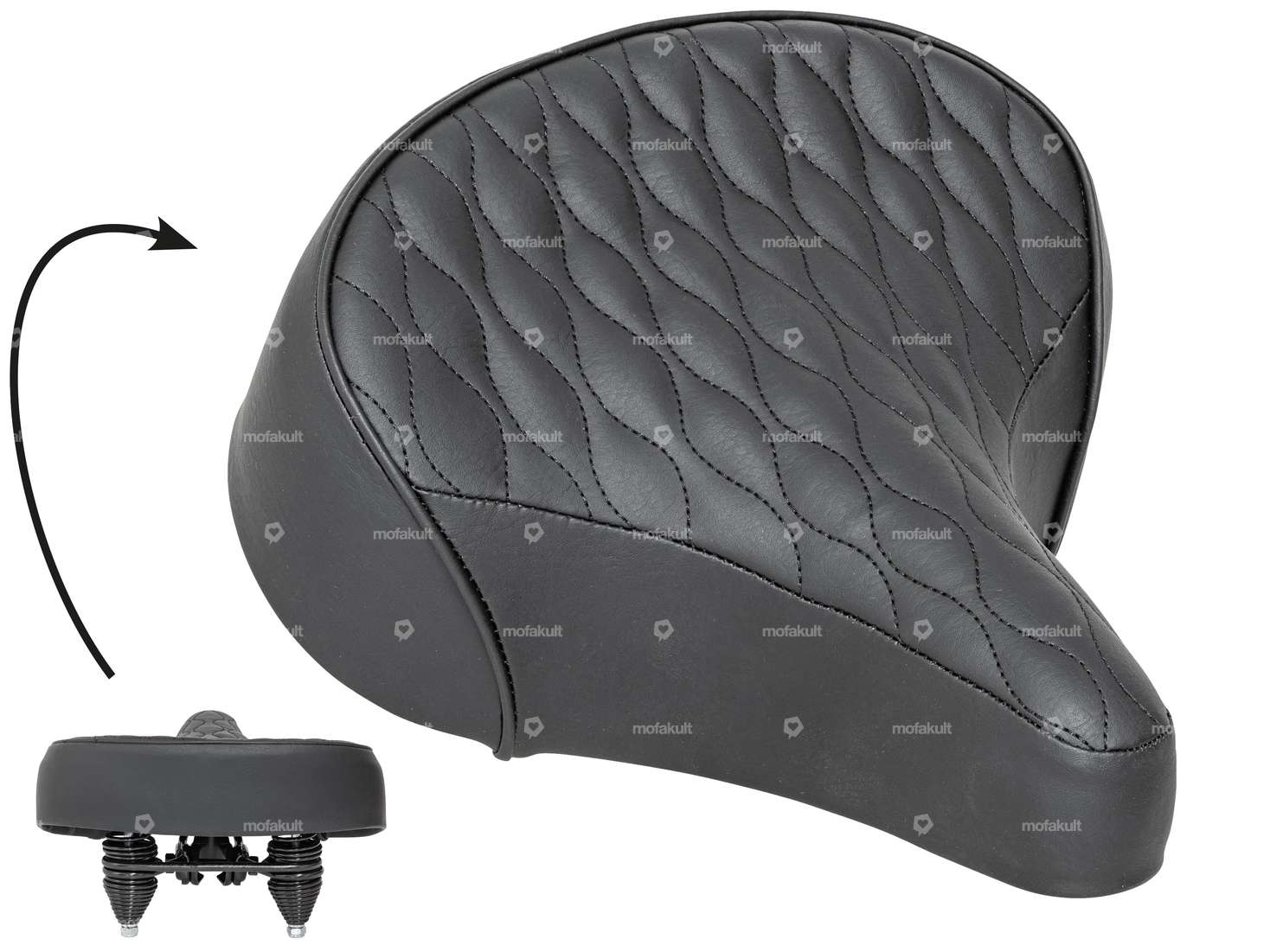Selle Classic à ressorts en tonneau, noire Carousel Image 1