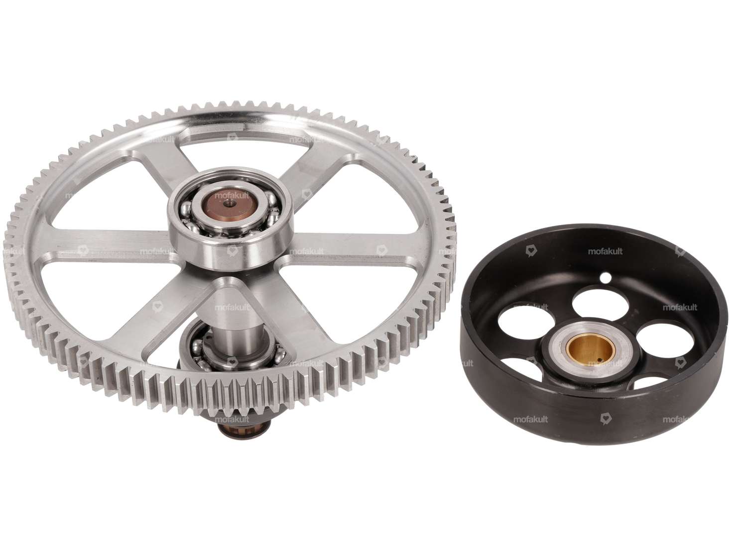ASP Corbeille d'embrayage & jeu de pignons droits 19:94 dents KTM SX50 CNC | Puch E50 Carousel Image 2