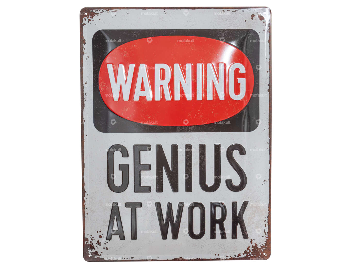 Nostalgic Art tin sign "Warning Genius at work" 30 x 40 cm Carousel Image 1
