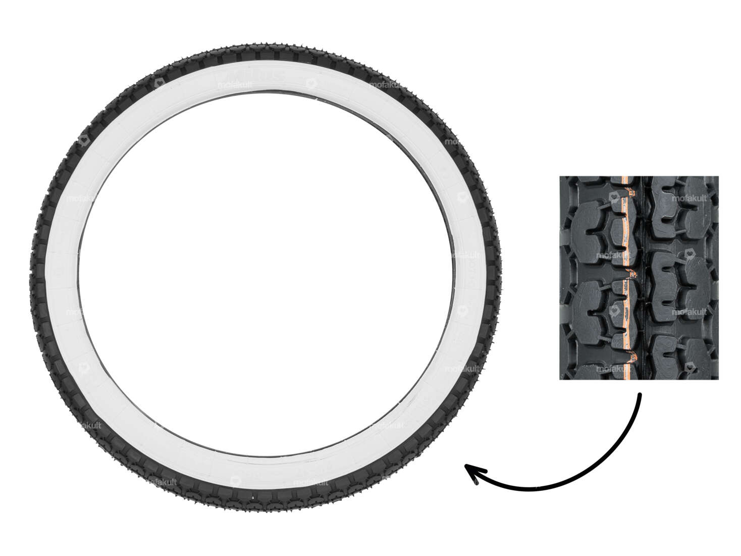 Pneu Mitas 2.25 x 17" B4 Allround flanc blanc Carousel Image 1