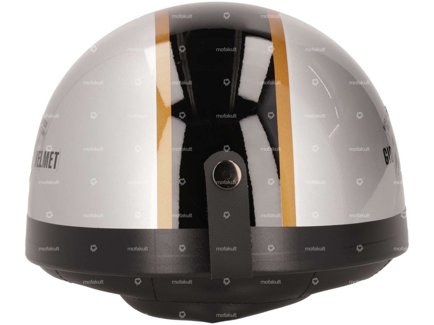 Casque à casserole argenté avec bandes Carousel Image 3