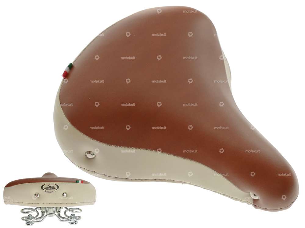 Selle Comfort à ressorts en tonneau marron / crème Carousel Image 1