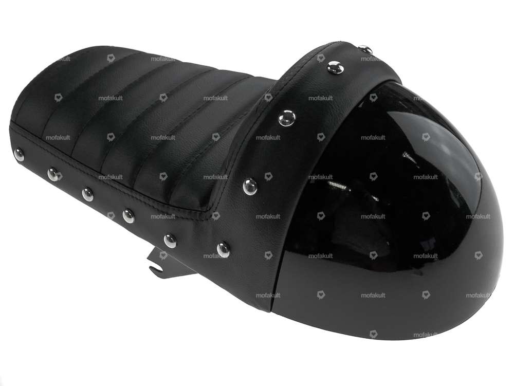Coque de selle Cafe Racer rembourrée noire Carousel Image 3