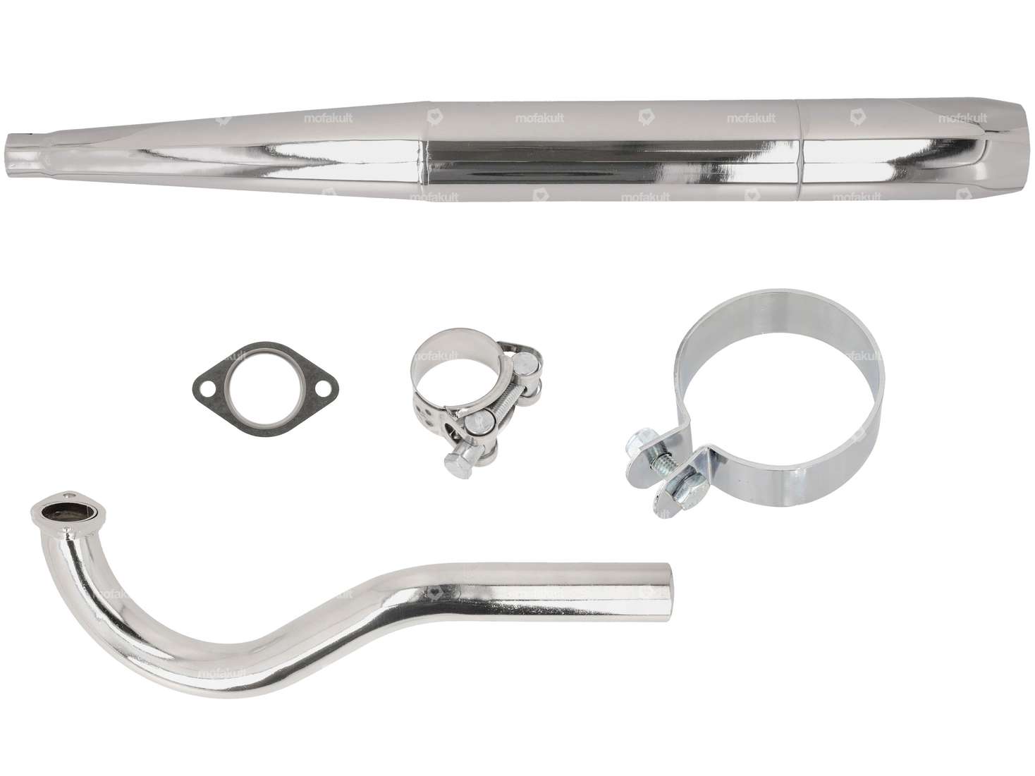 Exhaust set cigar Ø 28 / 70 mm chrome | Puch Maxi N Carousel Image 1