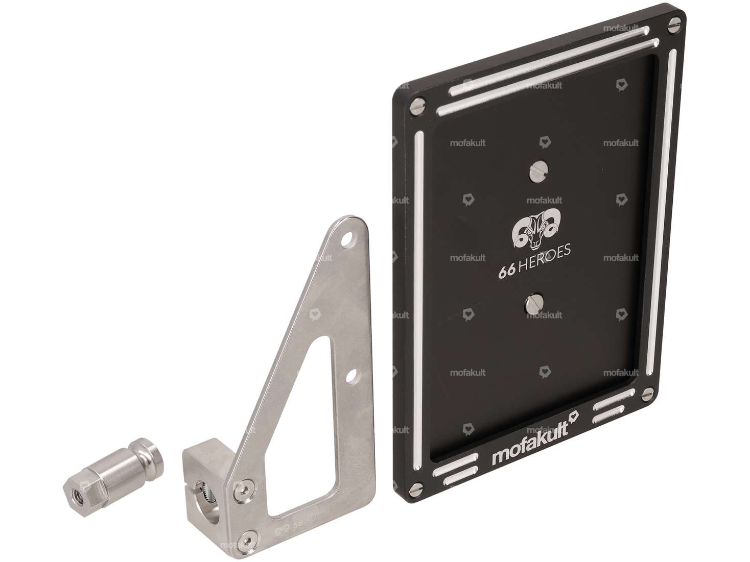 66HEROES license plate holder set incl. frame & mounting pin on the right side (CH version) Carousel Image 1