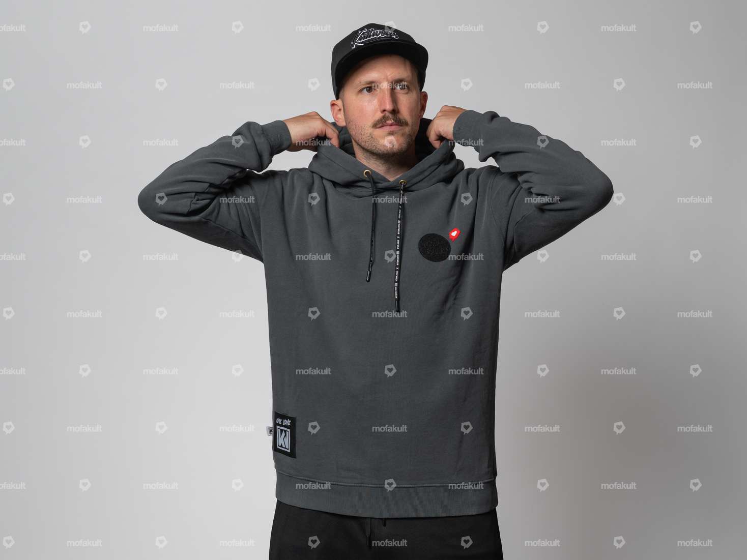 KULTWEAR Hoodie "Velcro" Stonewash gris Carousel Image 1