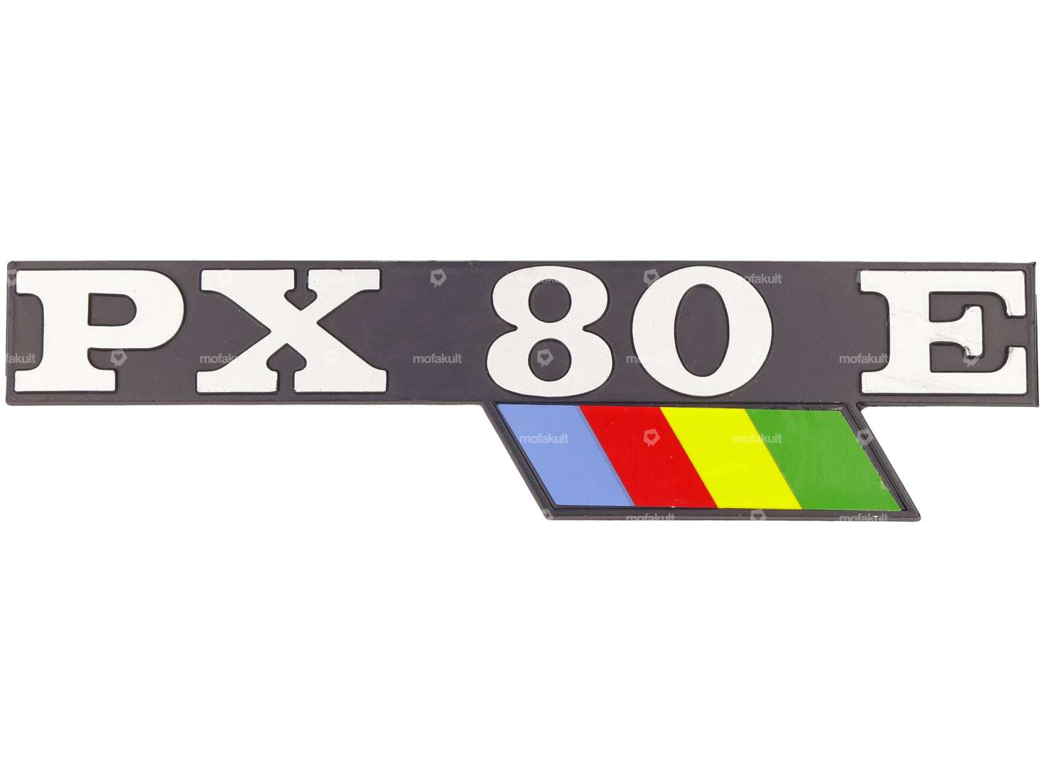 CIF emblem side cover left "PX 80 E" aluminum | Vespa PX80 Carousel Image 1