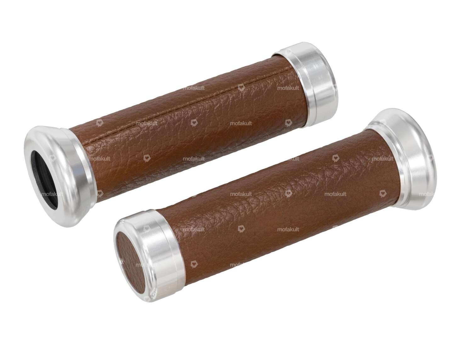 GPO Poignées cuir alu automatique marron foncé Carousel Image 1