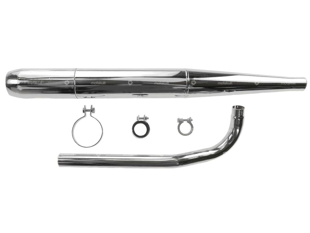 Cigar exhaust system (Ø 32 / 70 mm) black / chrome | Sachs 503 Carousel Image 1