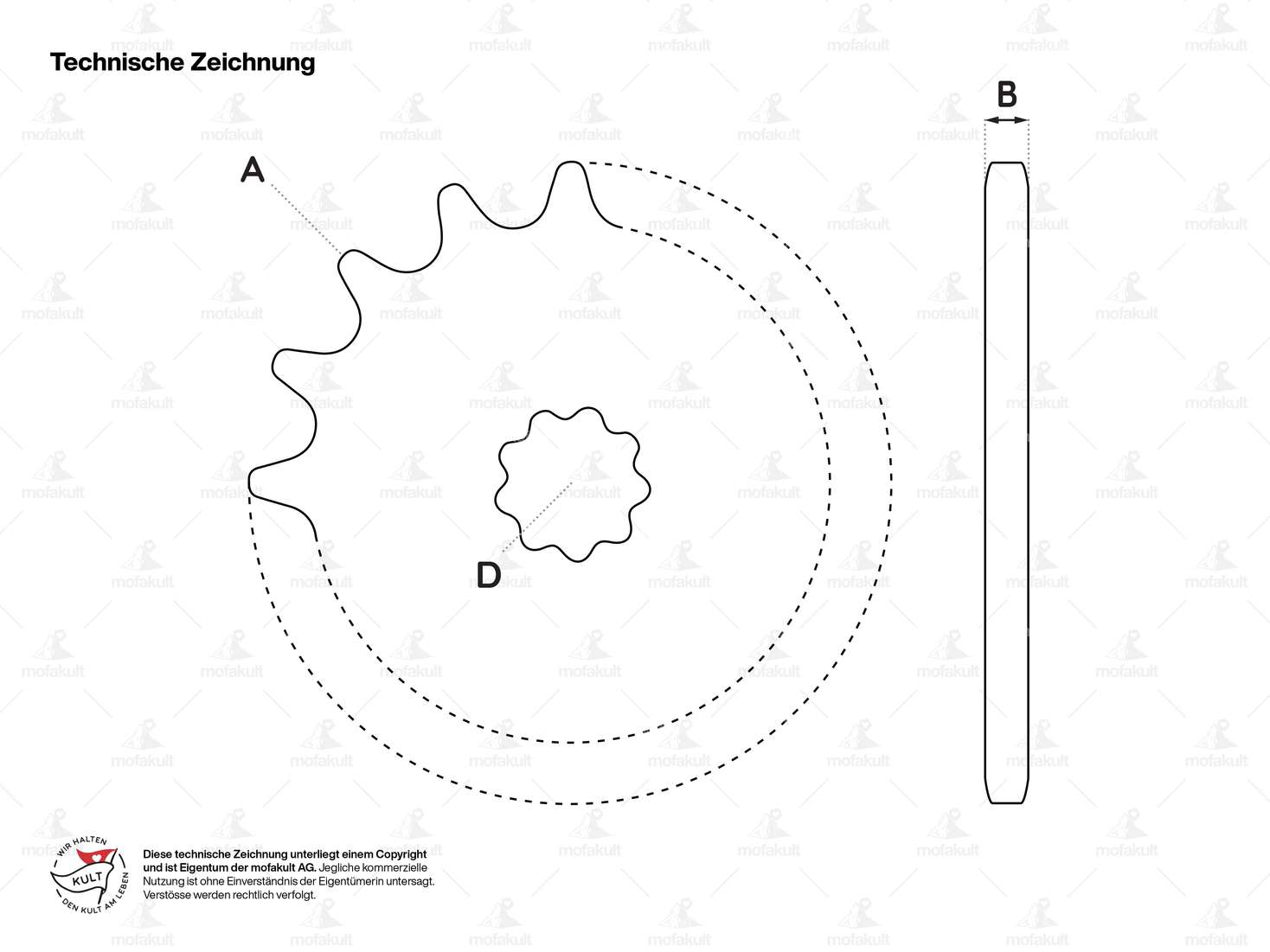 Pignon GPO 22 dents galvanisé | Tomos Carousel Image 2
