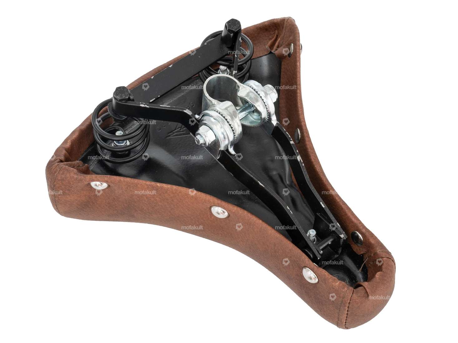 Selle Buffalo à ressorts en tonneau marron Carousel Image 4