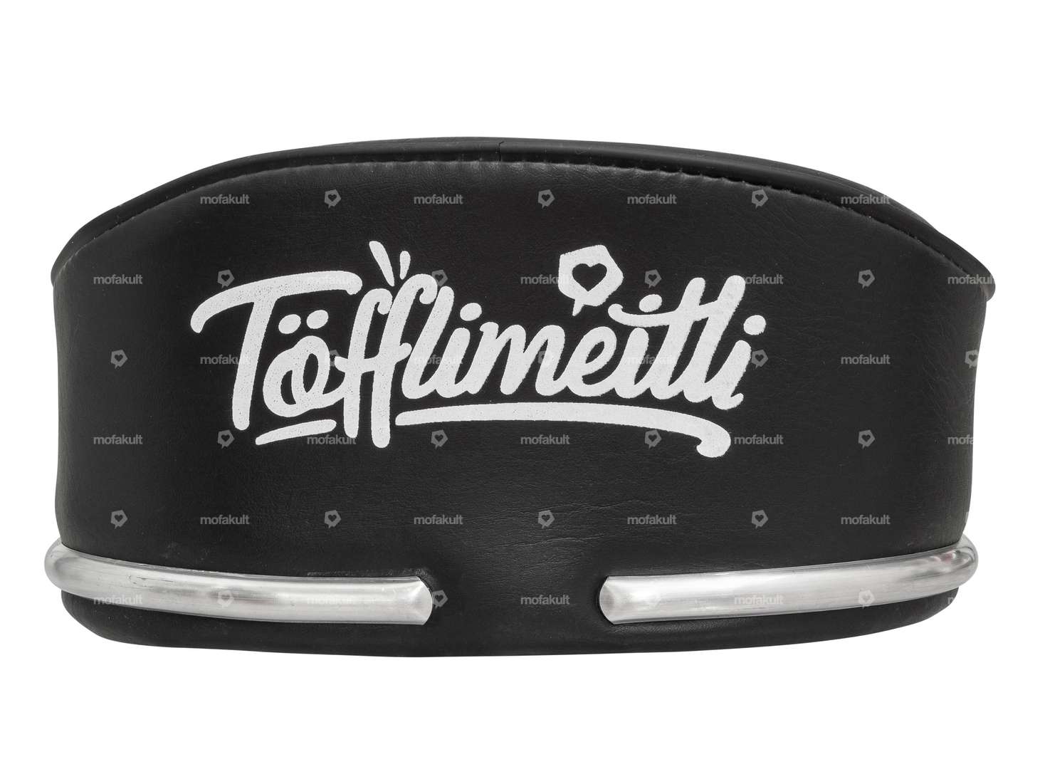 Banc "Töfflimeitli" inscription noire Carousel Image 2