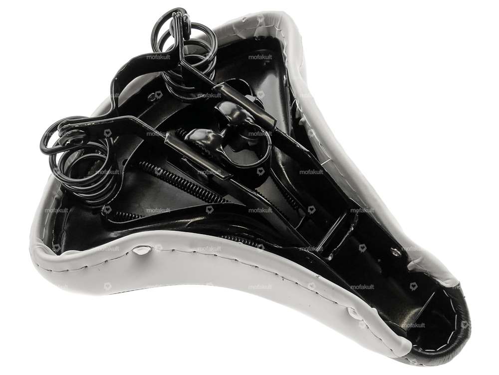 Selle Comfort à ressorts en tonneau noir / blanc Carousel Image 3