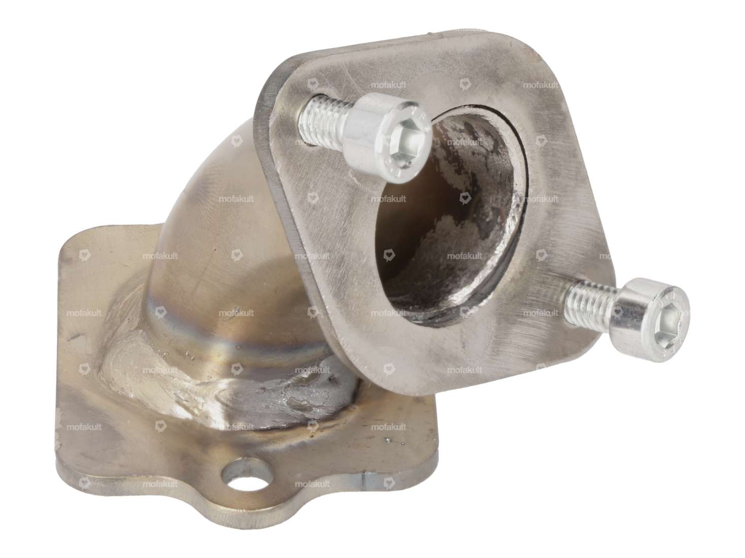 Intake manifold 25 mm ADDY GME engine housing "der.pruefstand" Inox | Puch E50 Carousel Image 2