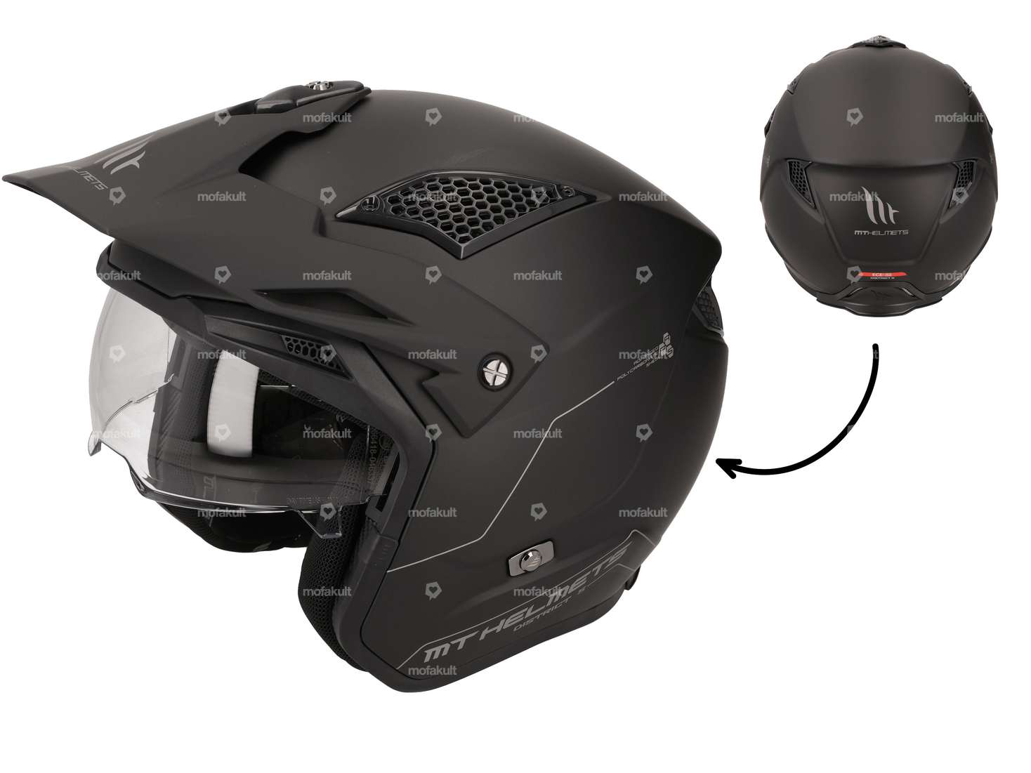 MT Helmets Casque Jet "Trial" noir mat (S-XL) Carousel Image 1