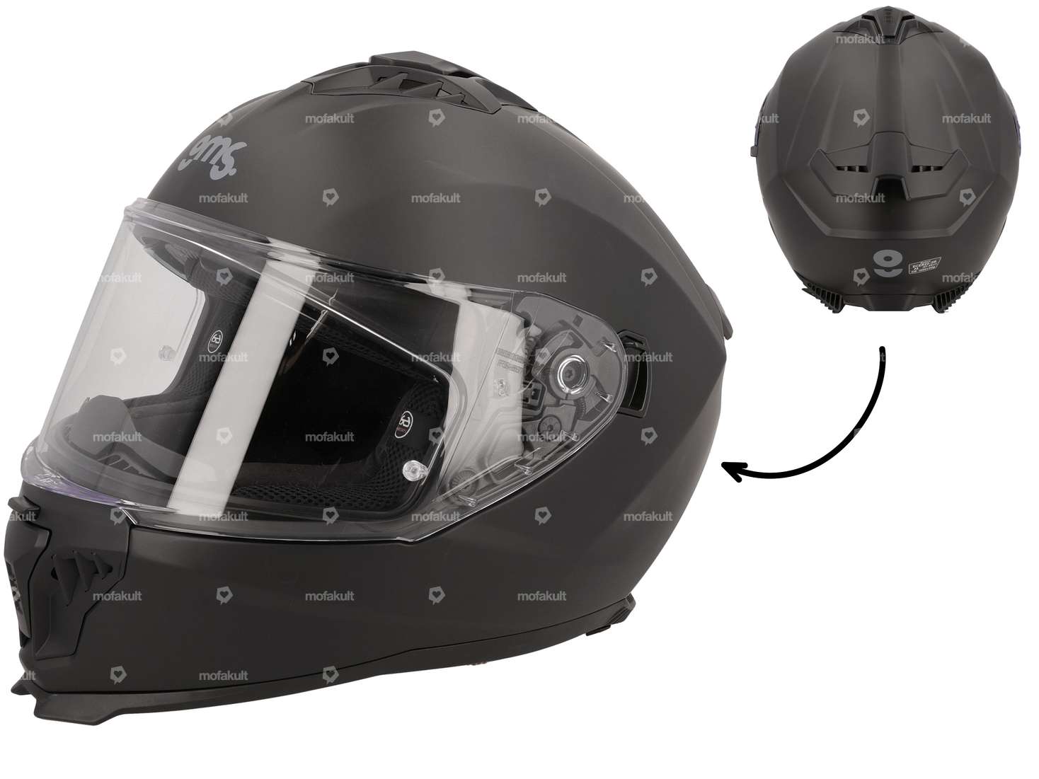 gms casque intégral "Hexago" noir-mat Carousel Image 1