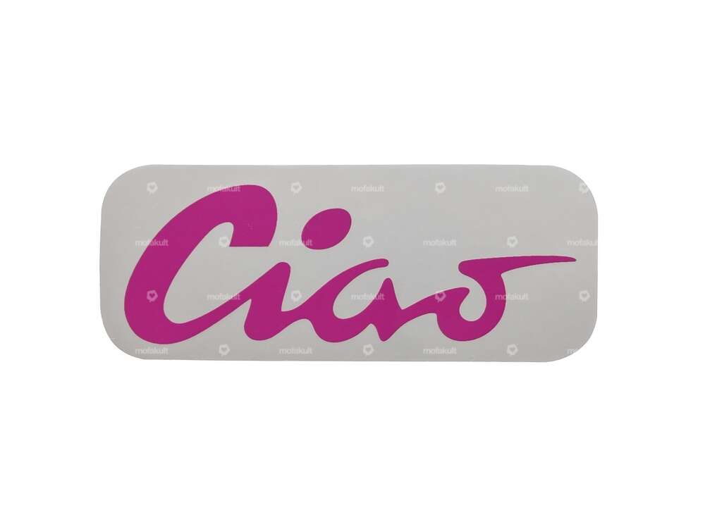 Autocollant réservoir "Ciao" rose 70 x 28 mm | Piaggio Ciao P, C9 Carousel Image 1