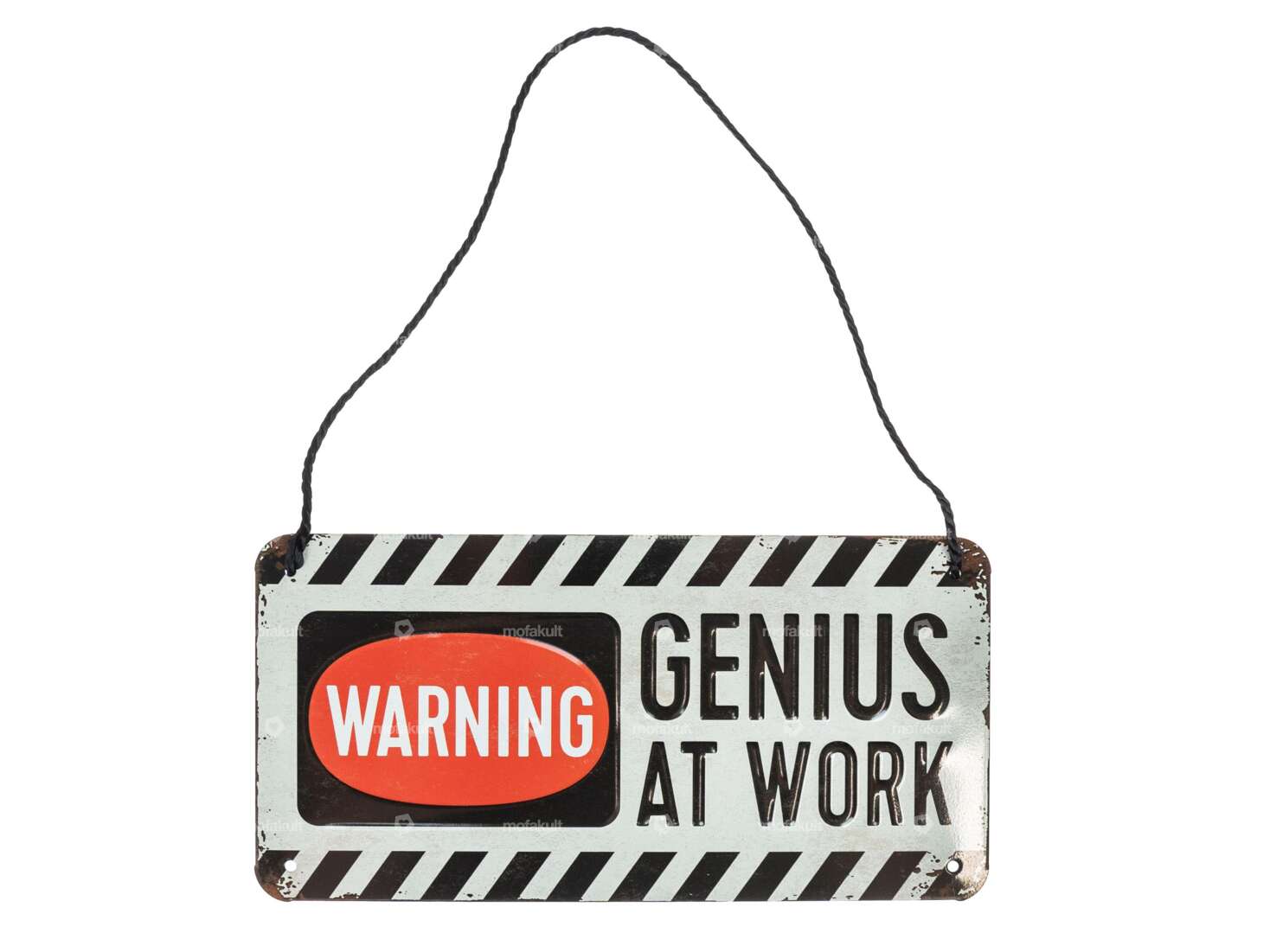 Nostalgic Art Plaque en tôle "Warning Genius at work" 20 x 10 cm Carousel Image 1