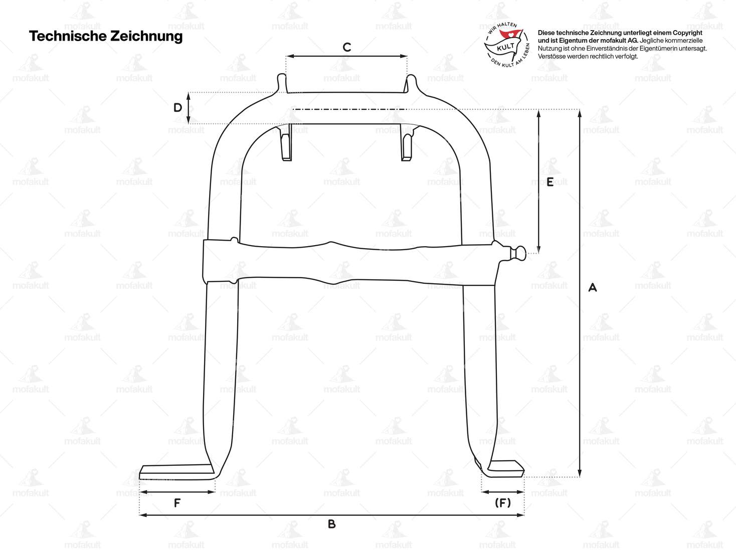Buzzetti béquille principale prolongée noir (qualité 1A) | Puch Maxi S, P1 | X30 NS, NL, NG Carousel Image 3