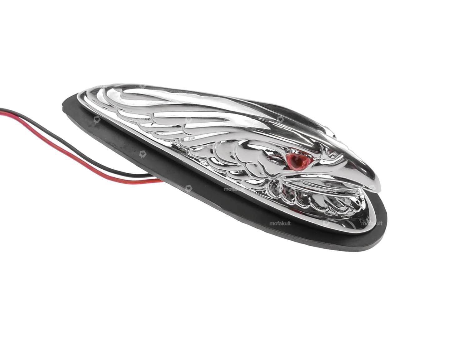 Figurine décorative Aigle chrome petit (yeux éclairés) Carousel Image 1