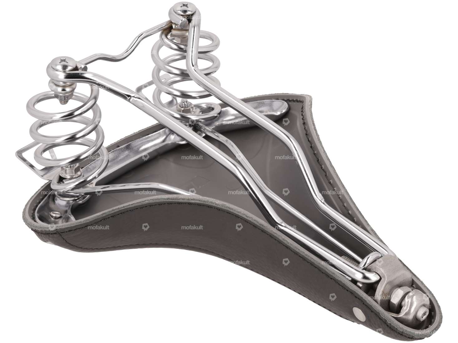 66HEROES Selle en cuir à ressorts en tonneau noir Carousel Image 2