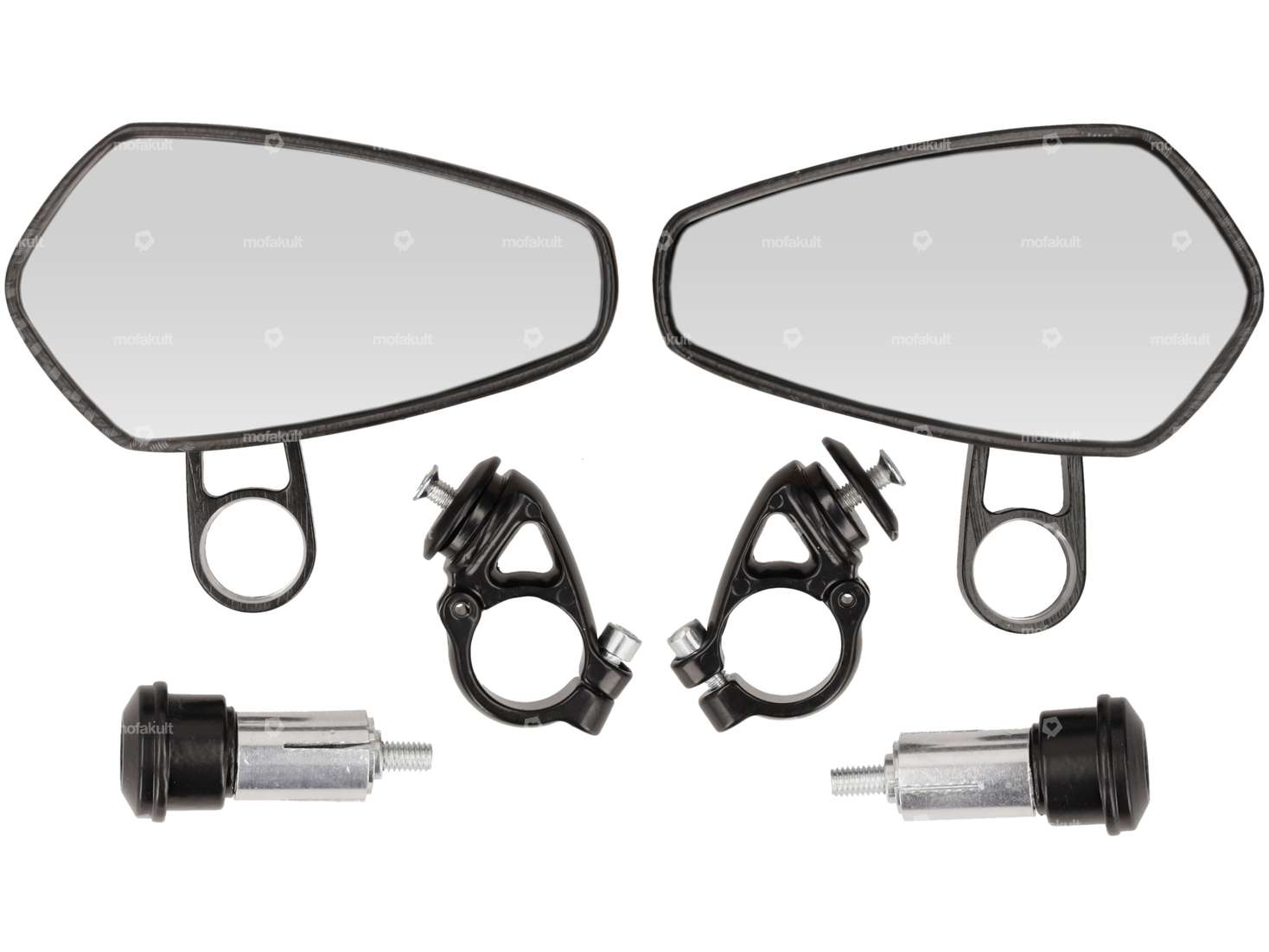 Rétroviseur CNC "Diamant", version enfichable, alu look carbone Carousel Image 1