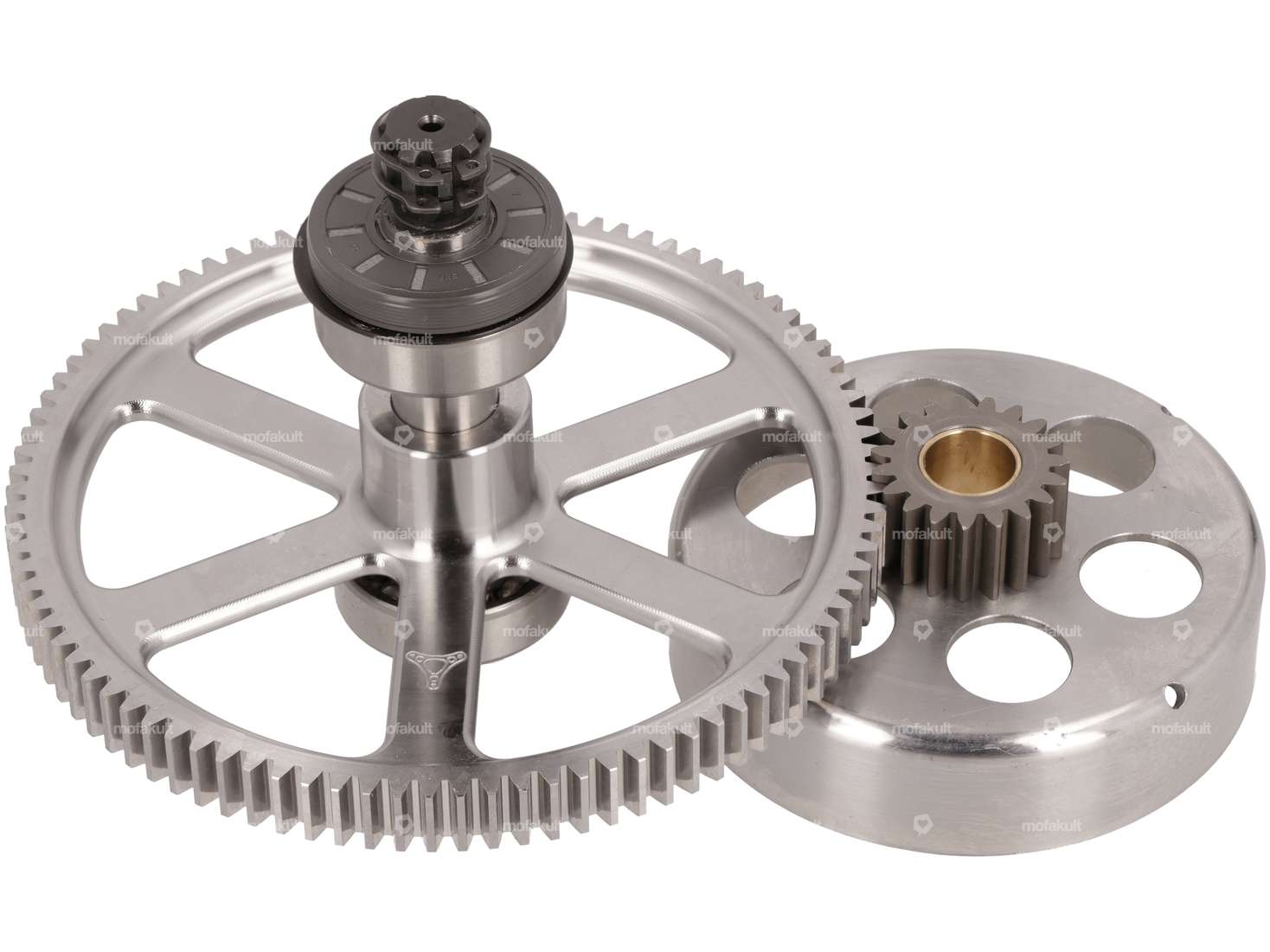 ASP Corbeille d'embrayage & jeu de pignons droits 19:94 dents Kickstart CNC | Puch E50 Carousel Image 1