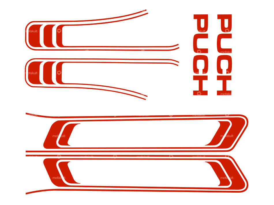 Kit d'autocollants réservoir & cadre rouge (qualité 1A) Folienplot | Puch Maxi S Carousel Image 1