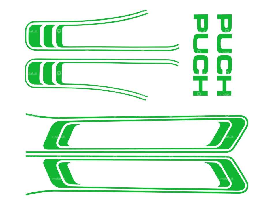 Adhesive set tank & frame light green (1A quality) Foil plot | Puch Maxi S Carousel Image 1