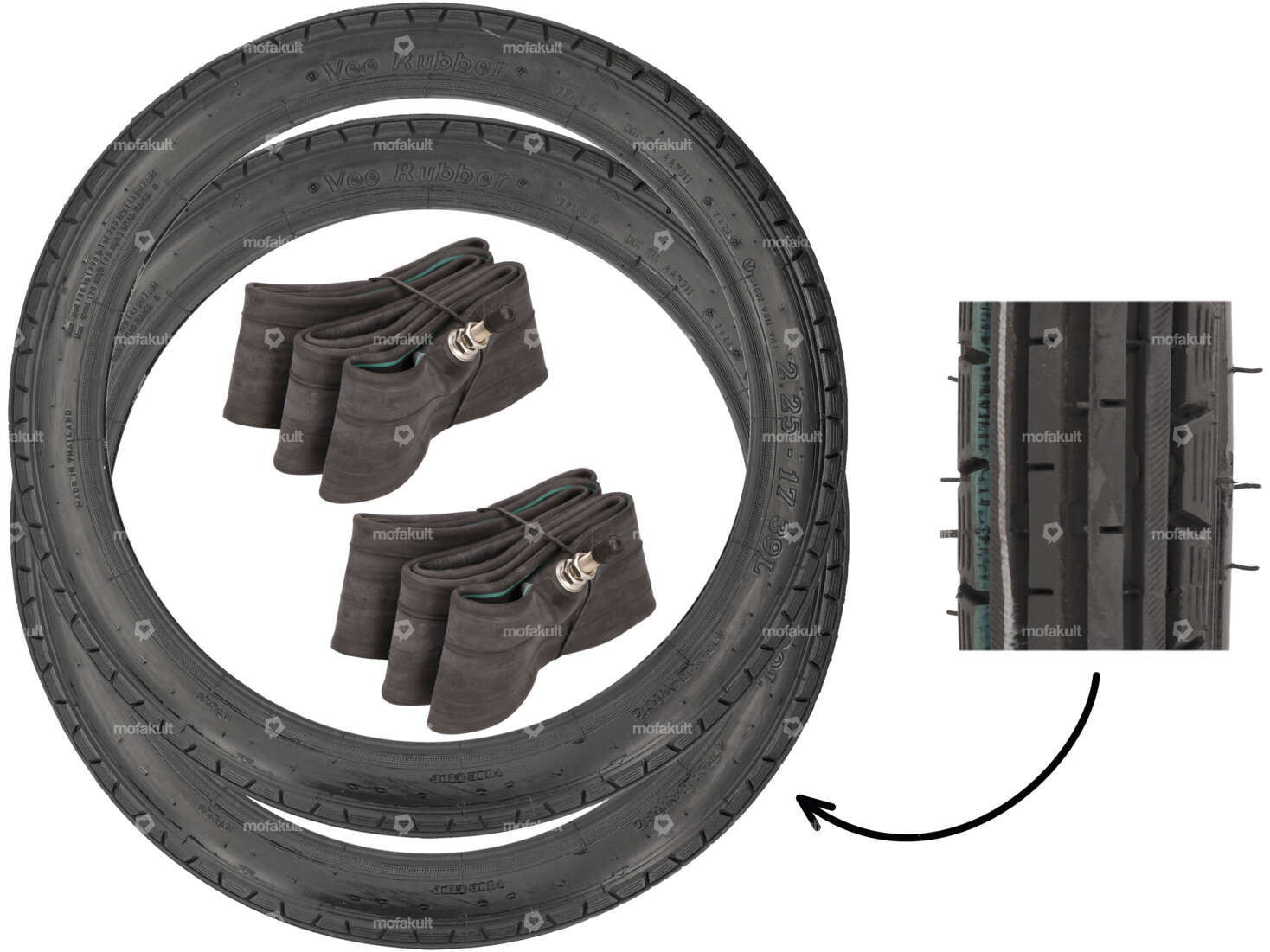 Kit de pneus VeeRubber 2.25 x 17" VRM011 (V011) rainures longitudinales Carousel Image 1