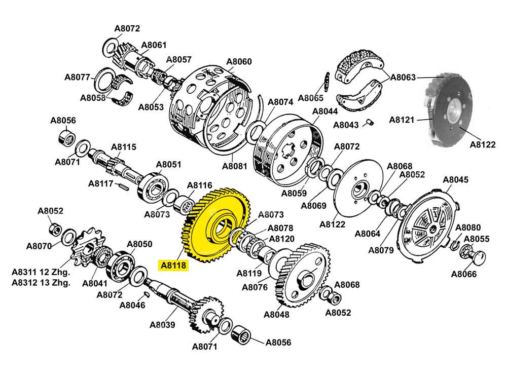 Roue dentée 1ère vitesse originale | Beta 521 (A8118) Carousel Image 3