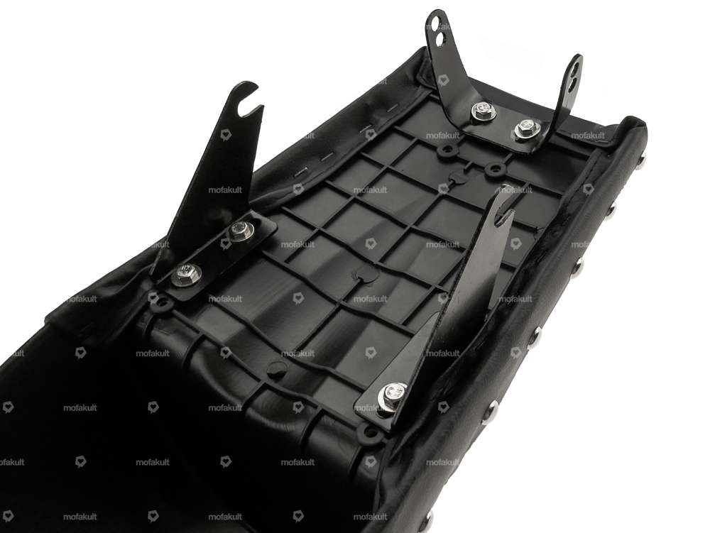 Coque de selle Cafe Racer rembourrée noire Carousel Image 6