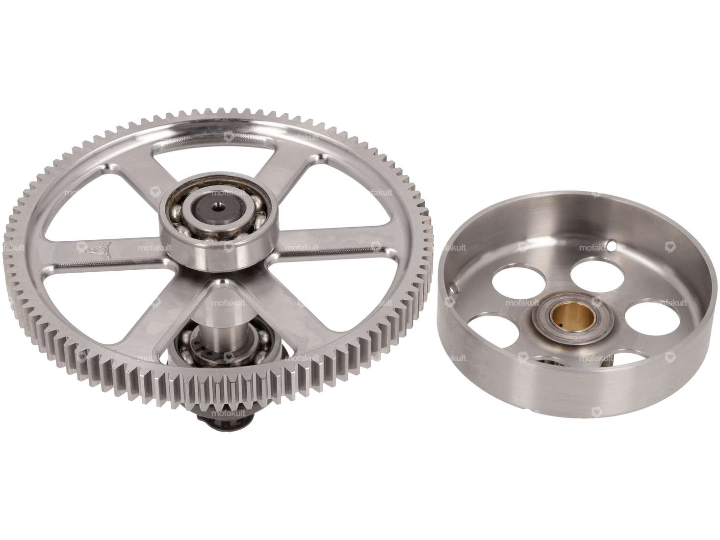 ASP Corbeille d'embrayage & jeu de pignons droits 19:94 dents Kickstart CNC | Puch E50 Carousel Image 2