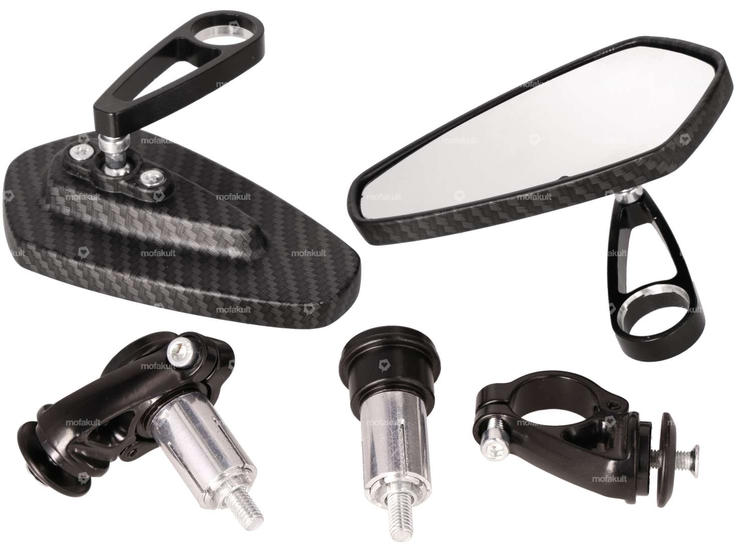 Rétroviseur CNC "Diamant", version enfichable, alu look carbone Carousel Image 2