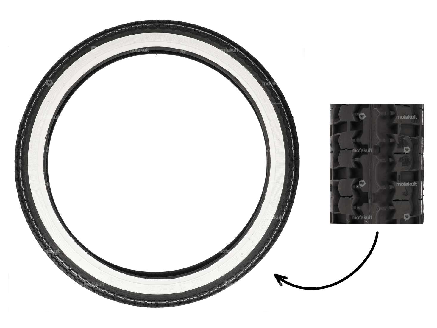 Pneus KENDA 2.25 x 17" K252 Allround paroi blanche Carousel Image 1