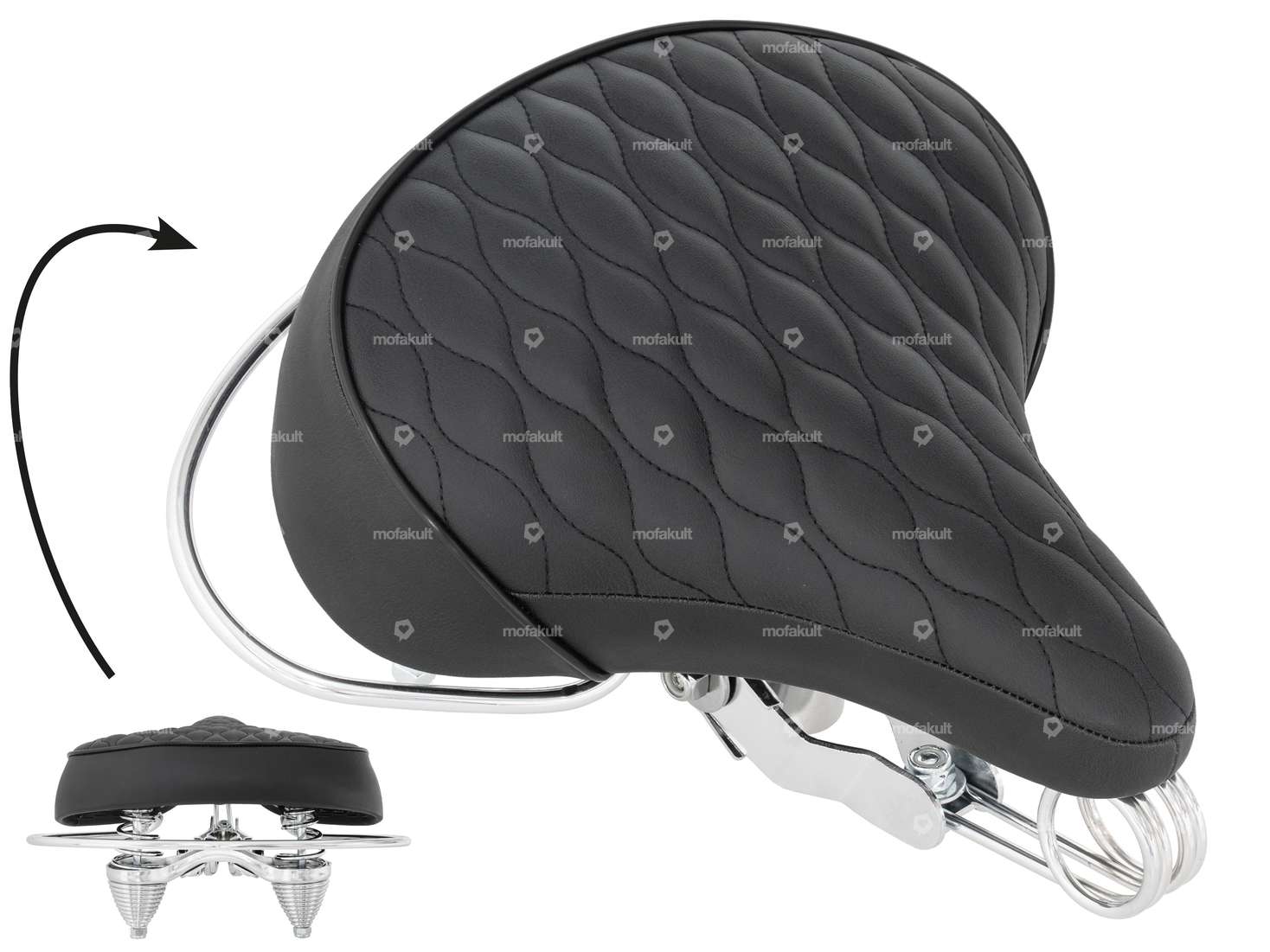 Selle Diamond à ressorts en tonneau noir Carousel Image 1