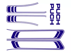 Kit d'autocollants réservoir & cadre bleu (qualité 1A) Folienplot | Puch Maxi S Kit d'autocollants réservoir & cadre bleu (qualité 1A) Folienplot | Puch Maxi S