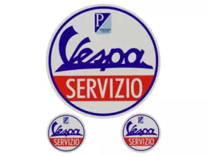 Sticker set "Vespa Servizio" Ø 30 / 85 mm Sticker set "Vespa Servizio" Ø 30 / 85 mm