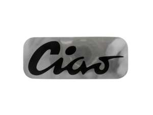 Autocollant réservoir "Ciao" noir / chrome 70 x 28 mm | Piaggio Ciao P, C9 Autocollant réservoir "Ciao" noir / chrome 70 x 28 mm | Piaggio Ciao P, C9