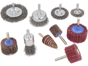 Kit BGS de brosses et de disques abrasifs à lamelles, 10 pièces Kit BGS de brosses et de disques abrasifs à lamelles, 10 pièces