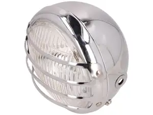 Phare rond 14.5 cm chrome avec grille Phare rond 14.5 cm chrome avec grille