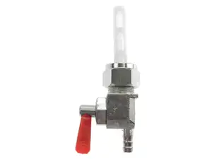 Robinet d'essence vertical M16x1 (avec écrou-raccord) sortant par le bas rouge Robinet d'essence vertical M16x1 (avec écrou-raccord) sortant par le bas rouge