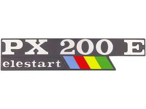 RMS Emblème capot latéral gauche "PX 200 E Elestart" aluminium | Vespa PX200 E RMS Emblème capot latéral gauche "PX 200 E Elestart" aluminium | Vespa PX200 E