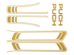 Tank & Frame Decal Set, Gold PVC Backing Film | Puch Maxi S Tank & Frame Decal Set, Gold PVC Backing Film | Puch Maxi S