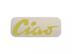 Autocollant réservoir "Ciao" jaune 70 x 28 mm | Piaggio Ciao P, C9 Autocollant réservoir "Ciao" jaune 70 x 28 mm | Piaggio Ciao P, C9