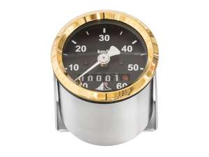66HEROES speedometer 60 km/h Ø 48 mm "mofakult" black / gold 66HEROES speedometer 60 km/h Ø 48 mm "mofakult" black / gold