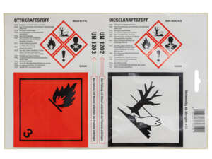 Etiquettes hünersdorff pour bidons de carburant Identification Etiquettes hünersdorff pour bidons de carburant Identification